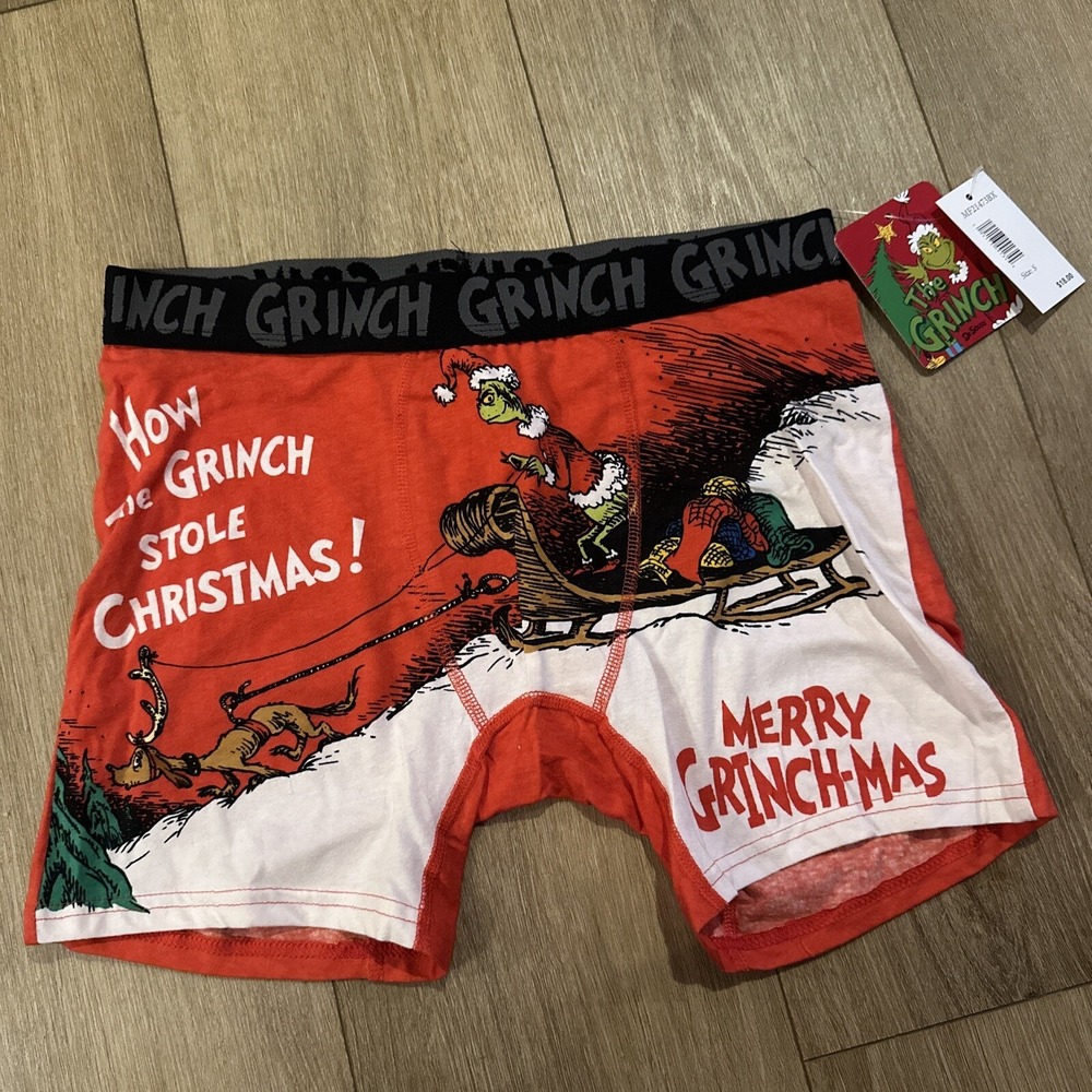 The Grinch Dr Seuss Merry Grinch-mas‎ Men's Boxer Briefs Christmas Small NEW